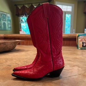VINTAGE RANCHO RED OSTRICH COWBOY BOOTS